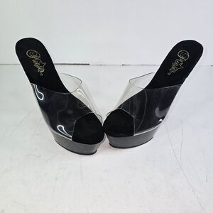 Pleaser Black and Clear Platform Heels